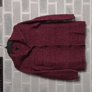 Talbots Wool Cotton Blend Women's Cable Knit Button Down Sweater Large Petite